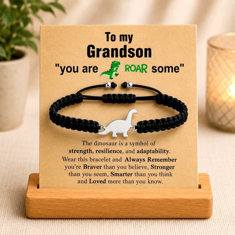 Adjustable Dinosaur Woven Wristband Bracelet To My Grandson